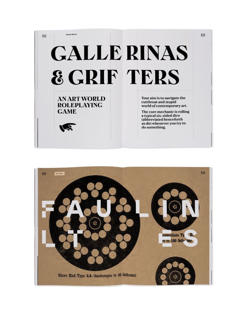 Two page spreads from the World Building issue of Sluice Magazine.